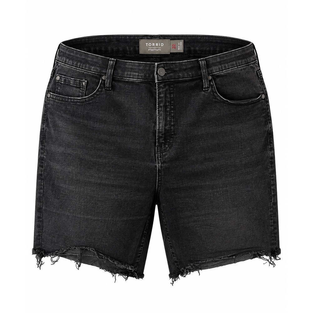 Torrid Denim Shorts Womens 22 Black Stretch Frayed Raw Hem Distressed Plus